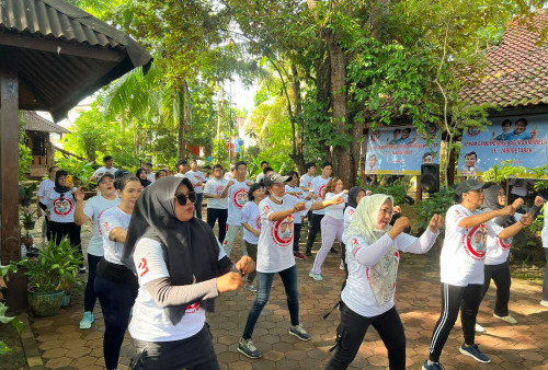 Senam Gemoy di Tangsel, Relawan GSP se-Jabodetabek Gaungkan Pilpres Sekali Putaran untuk Prabowo-Gibran